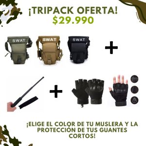 TRIPACK OFERTA MUSLERA + GUANTES + BASTÓN POLICE