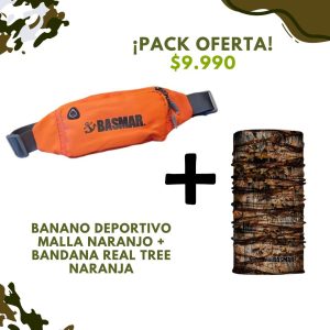 OFERTA BANANO MALLA NARANJO + BANDANA REAL TREE NARANJA