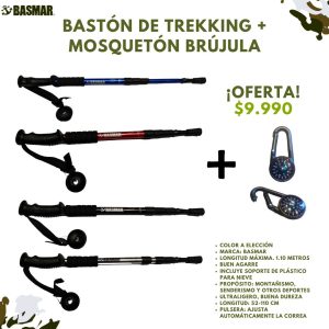 OFERTA BASTÓN DE TREKKING + MOSQUETÓN BRÚJULA