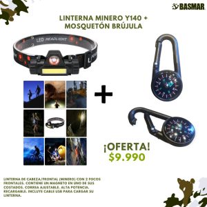OFERTA LINTERNA MINERO Y140 + MOSQUETÓN BRÚJULA